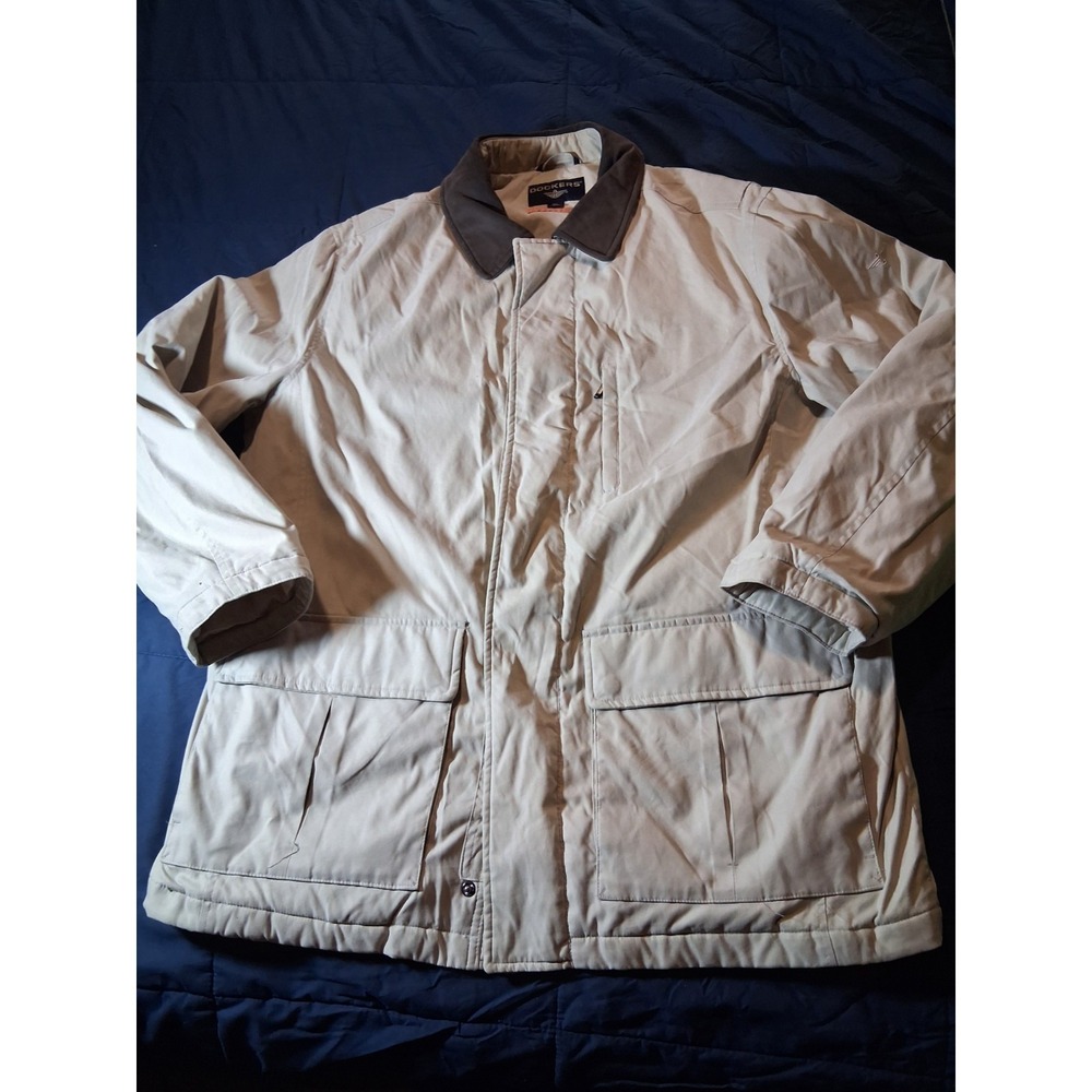 Dockers ~Men's Size XL~ Beige Bomber Full Zip Stain Defender‎ Coat Jacket